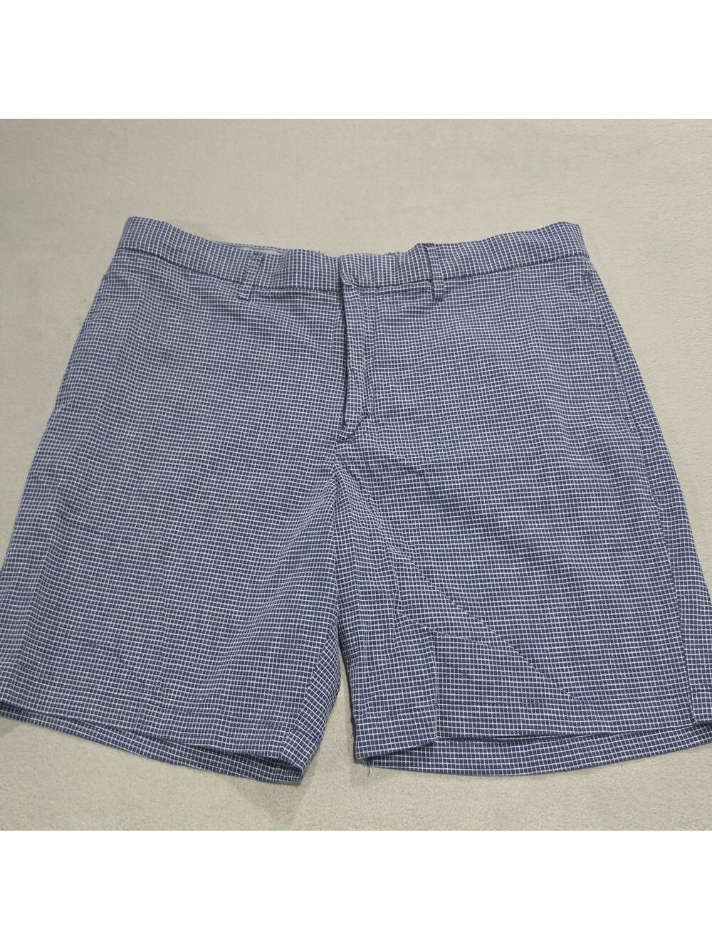 Banana Republic Aiden Club Shorts Men's 36 Blue Check Stretch Golf Casual